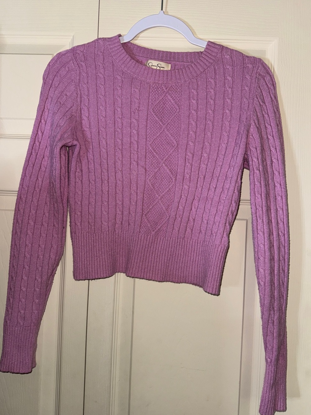 Jessica Simpson Lavender Cable Knit Crewneck Sweater